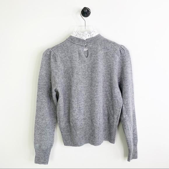 Sandro Carone Sweater Grey Wool Ruffle neck Small - Picture 9 of 9